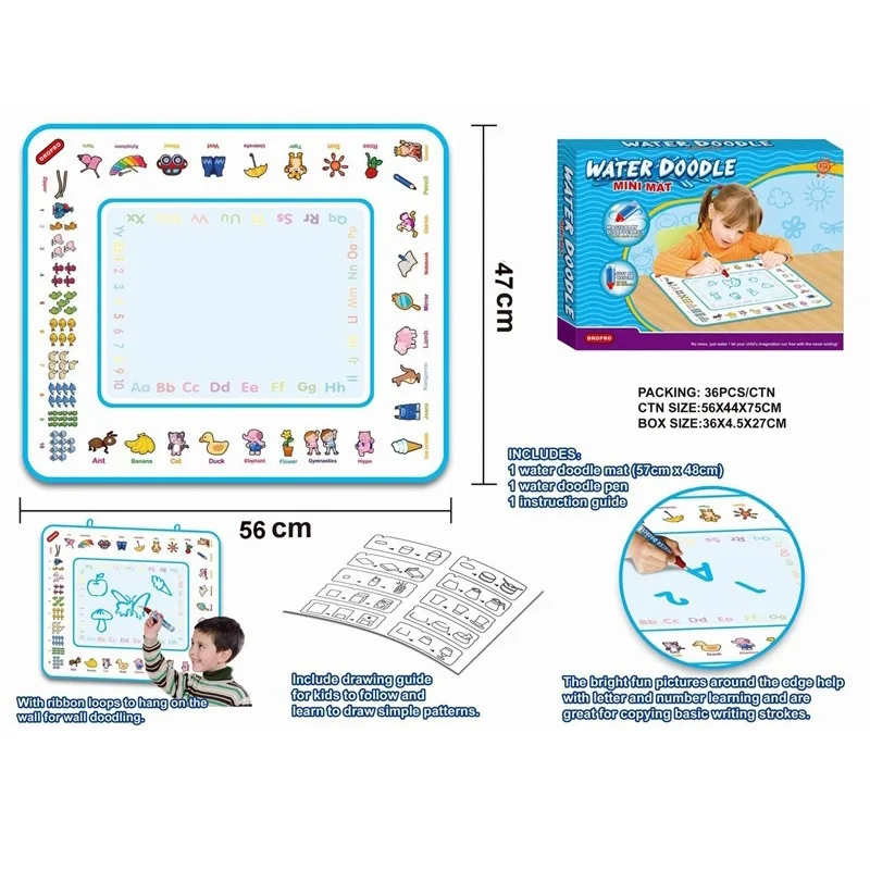 

48X57 Children Magic Four Colors Water Canvas Doing Homework Blanket Graffiti Baby Educational Toy Water Painting Board