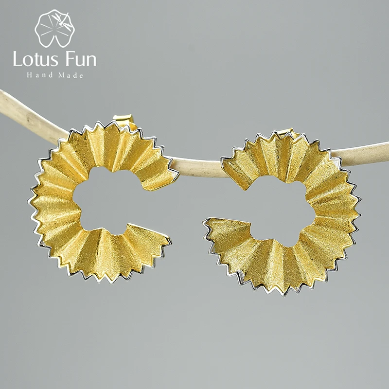 Женские креативные серьги гвоздики Lotus Fun из настоящего серебра 925 пробы 18 К