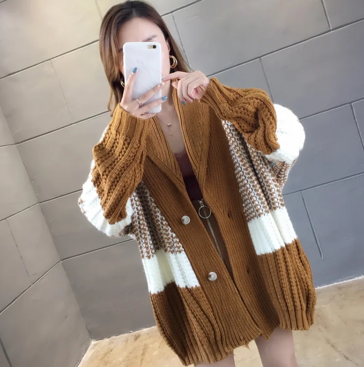 

2019 bgsolid New knit sweater women winter knitted cardigan lazy soat autumtyle color