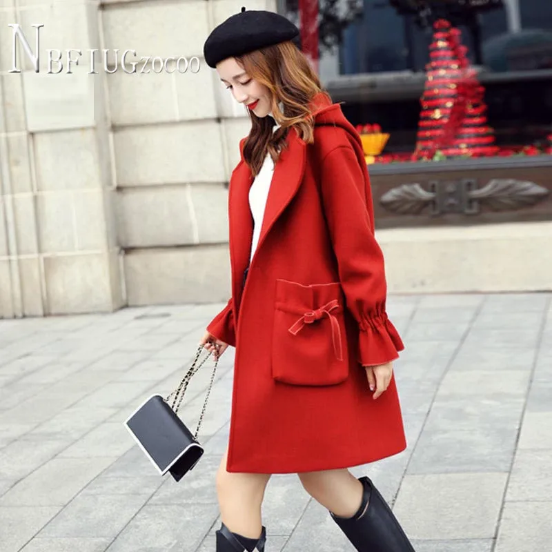 

Red Color New Year Women Woolen Coat 2020 New Winter Korean Loose Female Jacket