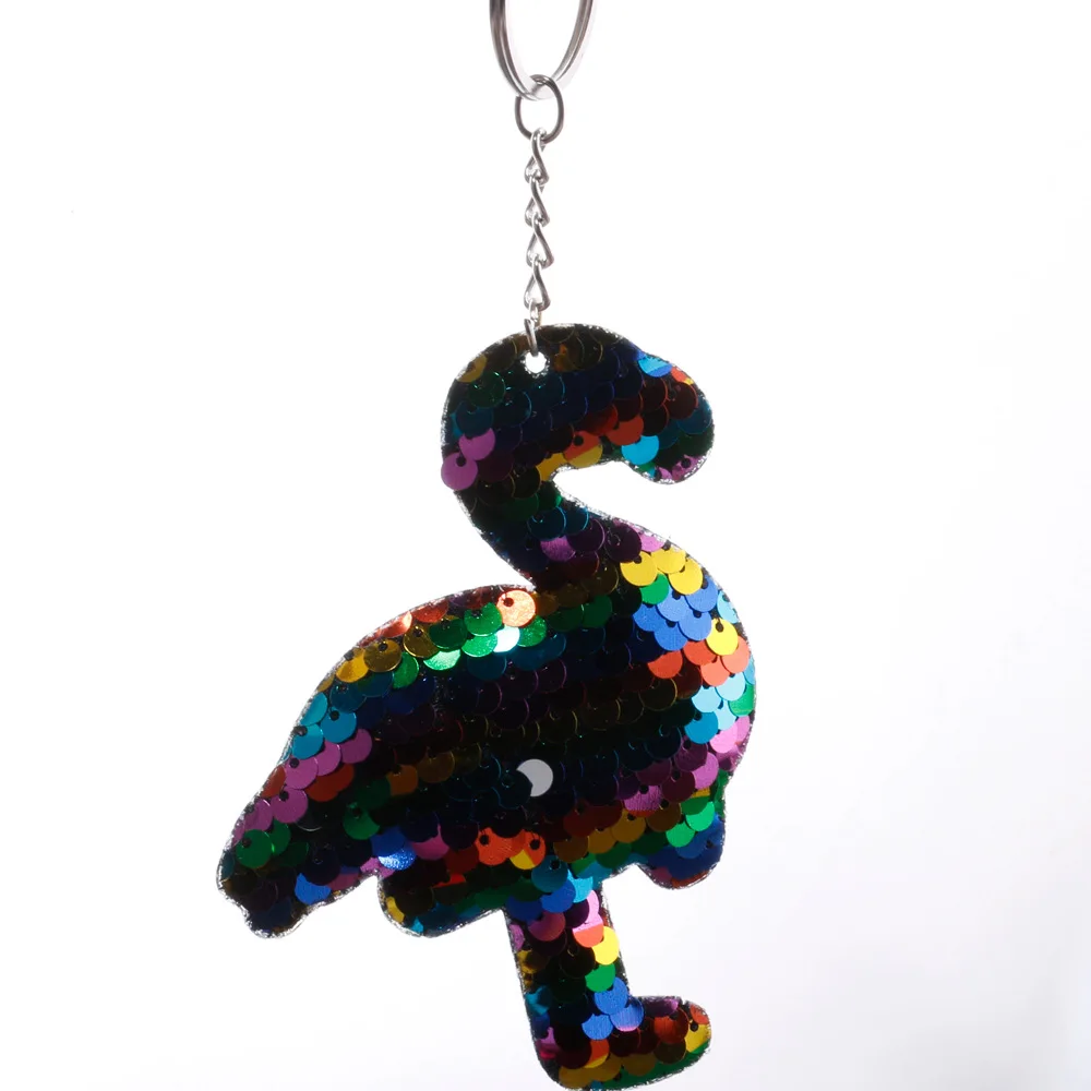

Candy Color Bird Cute Glitter Sequins Key Ring Keychain Colorful Sequins Flamingo Rainbow Keychain