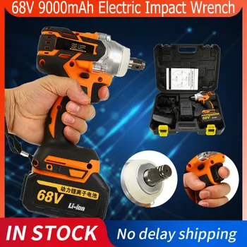 

Electric Impact Wrench 68V 9000mAh 320N.m Cordless Lithium-Ion Brushless Motor 2 Battery With Charge Power Tools