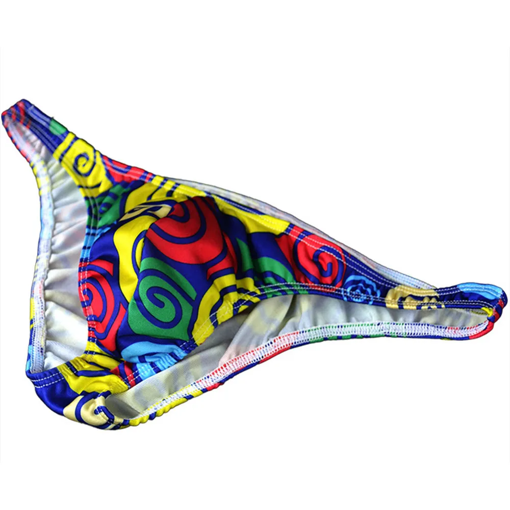 Printed Dots Mens Nylon Swimwear U Convex Men's Bikini Brief Underwear