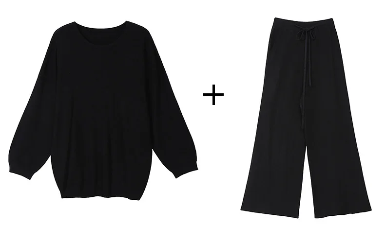 XITAO сплошной цвет для досуга из двух предметов комплект Свободный Плюс Размер Топ Мода Женский комплект 2 шт. эластичная талия прямые брюки WLD2701