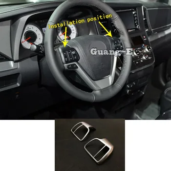 

Car Sticker Detector Styling ABS Chrome Steering Wheel Interior Kit Trim Lamp Frame Hoods 2pcs For Toyota Sienna 2018 2019 2020