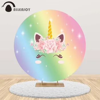 

Allenjoy unicorn photocall props for photography home decor table cloth supplies banner baby shower birthday for a photo session