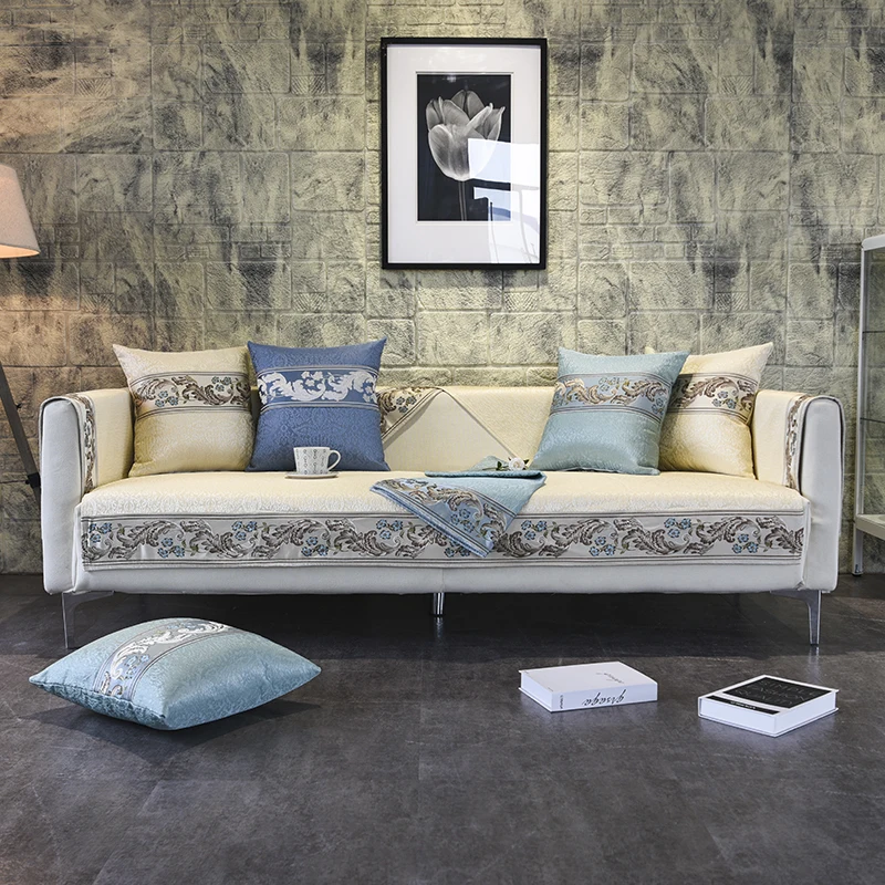 Four Seasons Sofa Cover for Living Room Embroidered Couch Mat Towel Slipcover Furniture Protector | Дом и сад