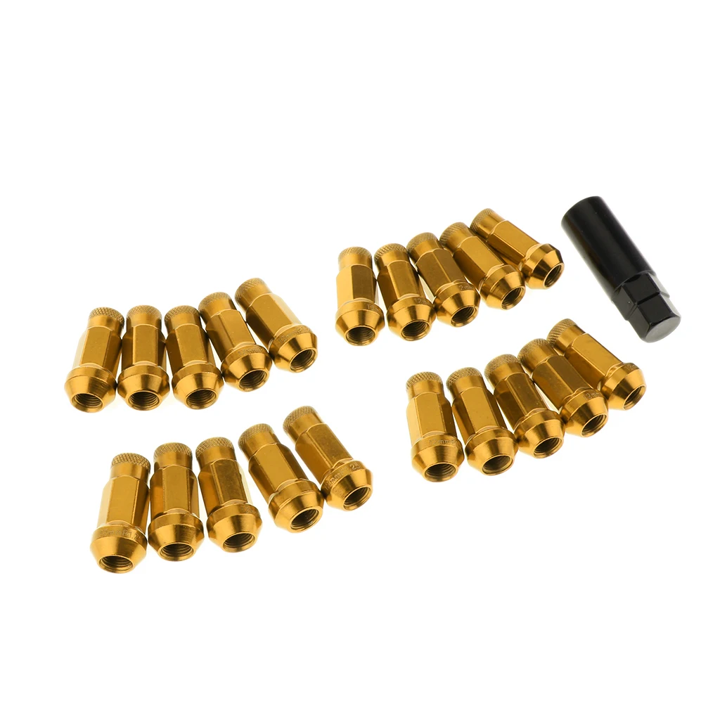 Metal Extended Dust Cap Lug Nuts Wheel Rims Tuner W/Lock M12x1.25