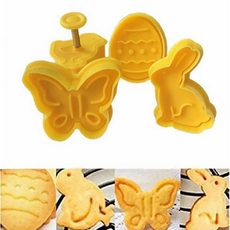 

4Pcs Butterfly Bunny Pattern Plastic Baking Mold Kitchen Biscuit Cookie Cutter Pastry Plunger Die Fondant Cake Decorating Tools