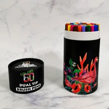 60 цветов, художественные маркеры, двойные кончики, Цветная кисть, Fineliner, цветные ручки, водный маркер для каллиграфии, рисования, набросков, цветная книга