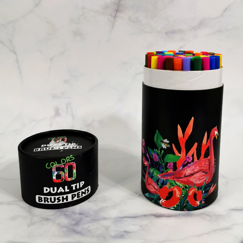 

60 Colors Art Markers Dual Tips Coloring Brush Fineliner Color Pens Water Marker for Calligraphy Drawing Sketching Coloring Book