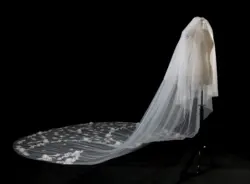 Real Photo 2020 Luxury Wedding Veil 4 Meters Long Bridal Veils Flowers One-layer Ivory White Bride Wedding Accessories In Stock
