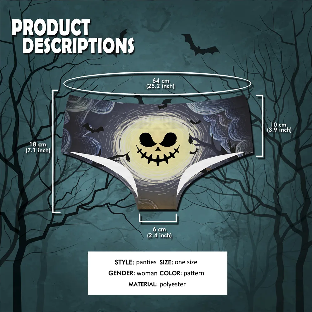 DeanFire Women Plus Size Underwear Panties Halloween Funny Print Kawaii  Sexy Briefs Lingerie Thong Female