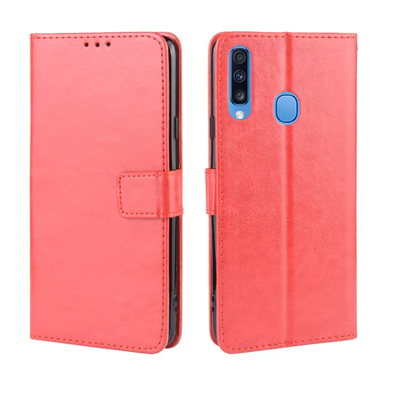 Для samsung Galaxy A20s Чехол Флип-бумажник чехол для телефона из искусственной кожи для samsung Galaxy A20s A207 A207F samsung A20s чехол задняя крышка - Цвет: Red