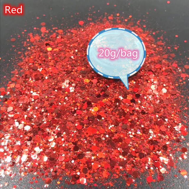 Laser Hexagon Holographic Chunky Glitter Nail Tips Glitter Powder Mermaid  Flakes Sparkly Glitter Resin Crystal mud