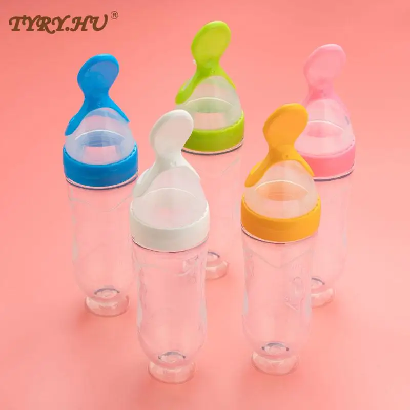 1PC Baby Feeding Bottle Toddler Silicone Squeeze Feeding Spoon Milk Bottle Baby Training Feeder Food Supplement 5