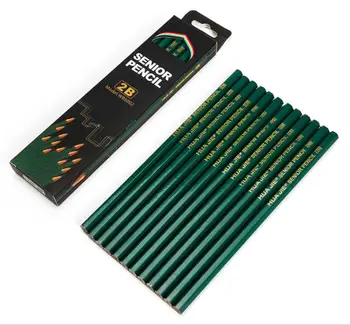 

7 inch 2B drill top poplar hexagon pencil student pencil sketch exam pencil 12 sticks school supplies