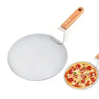 

10 Inch Aluminum Pizza Shovel Peel With Long Wooden Handle Pastry Tools Accessories Pizza Paddle Spatula Cake Baking Cutter