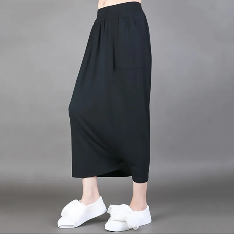 [EAM] черные плиссированные длинные широкие брюки с высокой эластичной талией, новые свободные брюки, женские модные весенне-осенние JL9190
