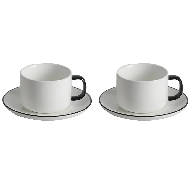 Uniho 2 шт кофейные чашки чайные чашки набор керамических чашек кафе эспрессо чашки с блюдцем белые фарфоровые кружки Европейский Стиль 220 мл - Цвет: 2 Cups 2 Saucers