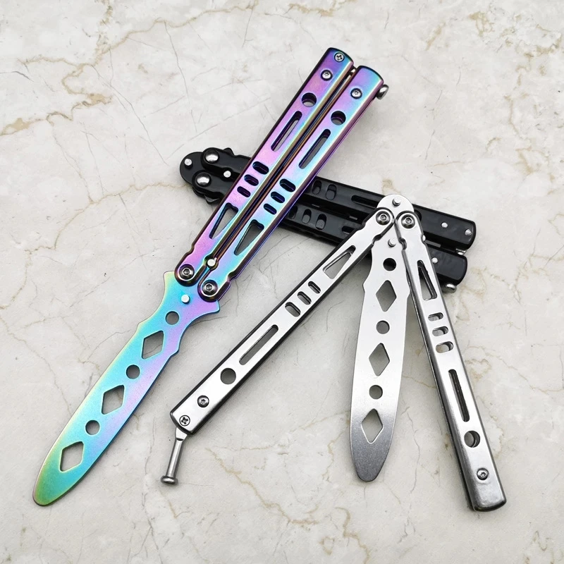 

Butterfly Knife Practice Training Folding Knife Stainless Steel Game Toy Without Blade Folding Throw Trainer Flip Deformation