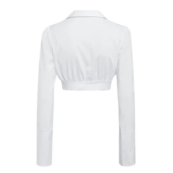 

Women Cropped Jacket Outer Autumn New Short Slim Straps Solid Color Long-sleeved Suit Shirt Women's Jacket