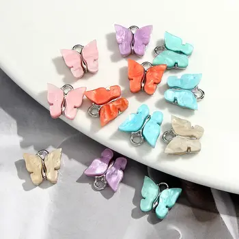 

JUST FEEL 10Pcs/set Charm Fashion Multicolor Butterfly DIY Jewelry Accessories for Making Earring Necklace Party Bijous Gift