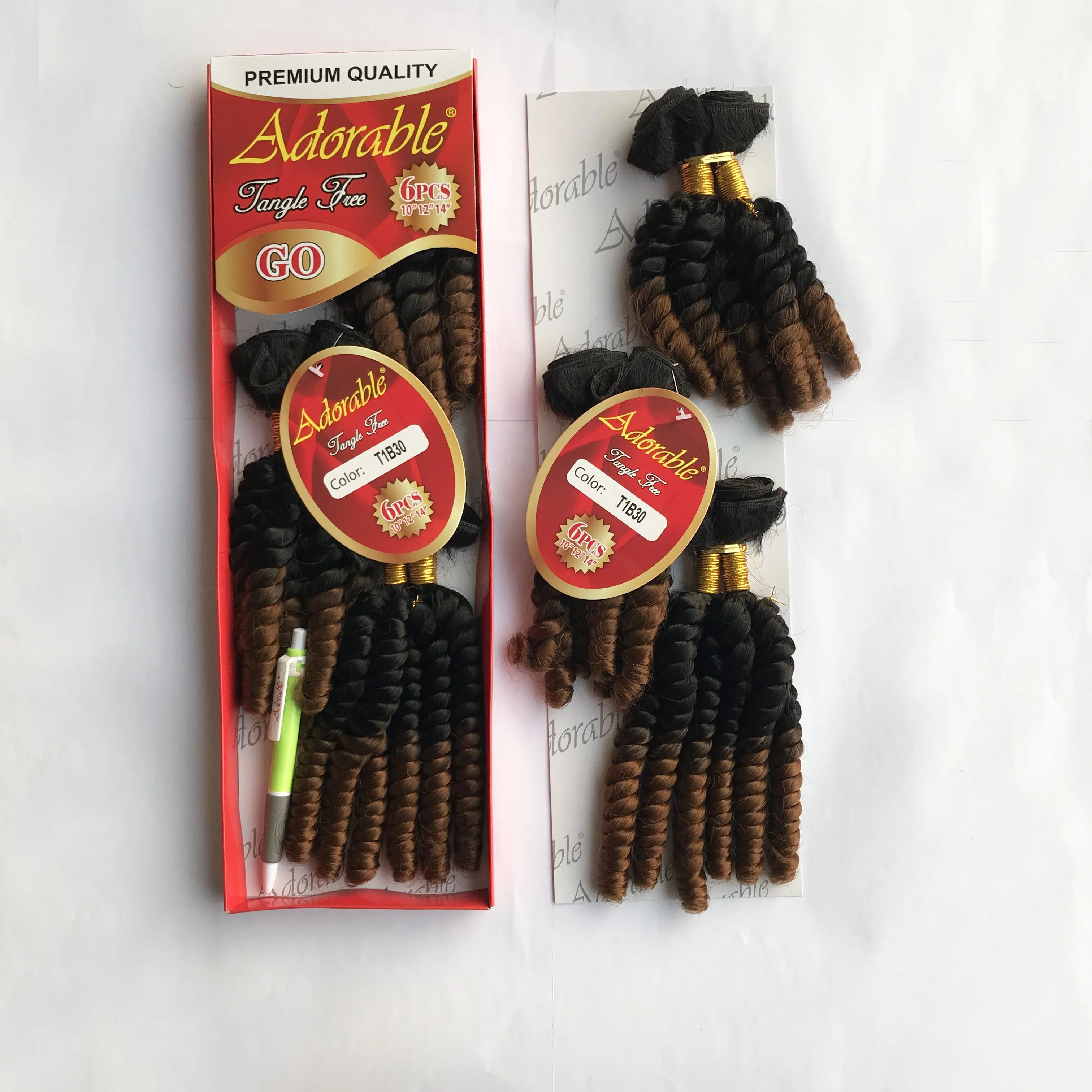 Adorable Synthetic Hair Extension GO 6PCS Set / 10-14inch Weave Bundles Natural Color African American Afro