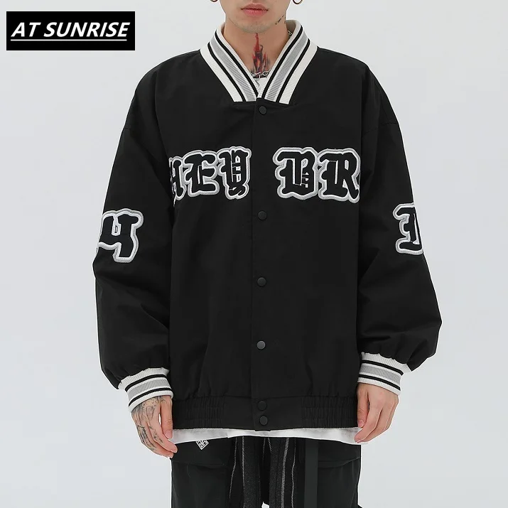 Мужская бейсбольная куртка с V образным вырезом и надписью|Куртки| |