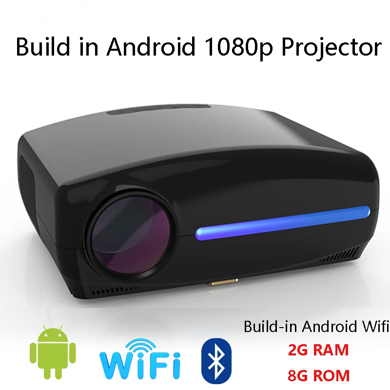 Android Black Smartldea Встроенный Android Wifi BT 1080P проектор собственный 1920x1080 пикселей Full HD видео игровой проектор LED 3D домашний кинотеатр проектор - Цвет: Android Black