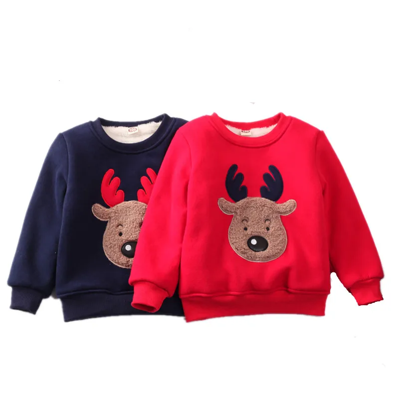 

Winter Warm Sweaters Plush Thicken Baby Boys Girls T-shirt Top Autumn Children's Clothing Toddler Sweater Christmas Clothes 1-7Y