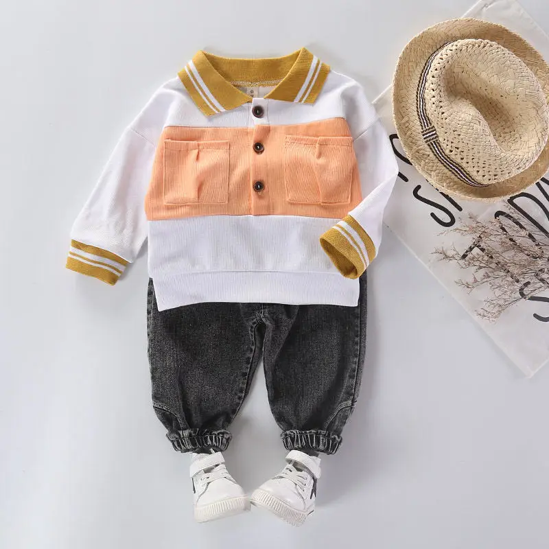 Children Fashion Clothes Spring Autumn Baby Boys Girls Cartoon Long Sleeve Patckwork T Shirt Pants Kids Infant Casual Tracksuit | Детская