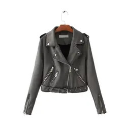 Новая Осенняя Женская мотоциклетная куртка из искусственной замши, куртка из искусственной кожи, Женская байкерская куртка, тонкая белая