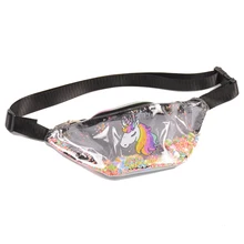Новая модная ПВХ поясная сумка для женщин и девушек, пояс, сумки с мультяшным единорогом, прозрачная блестящая сумка через плечо, брендовая поясная сумка