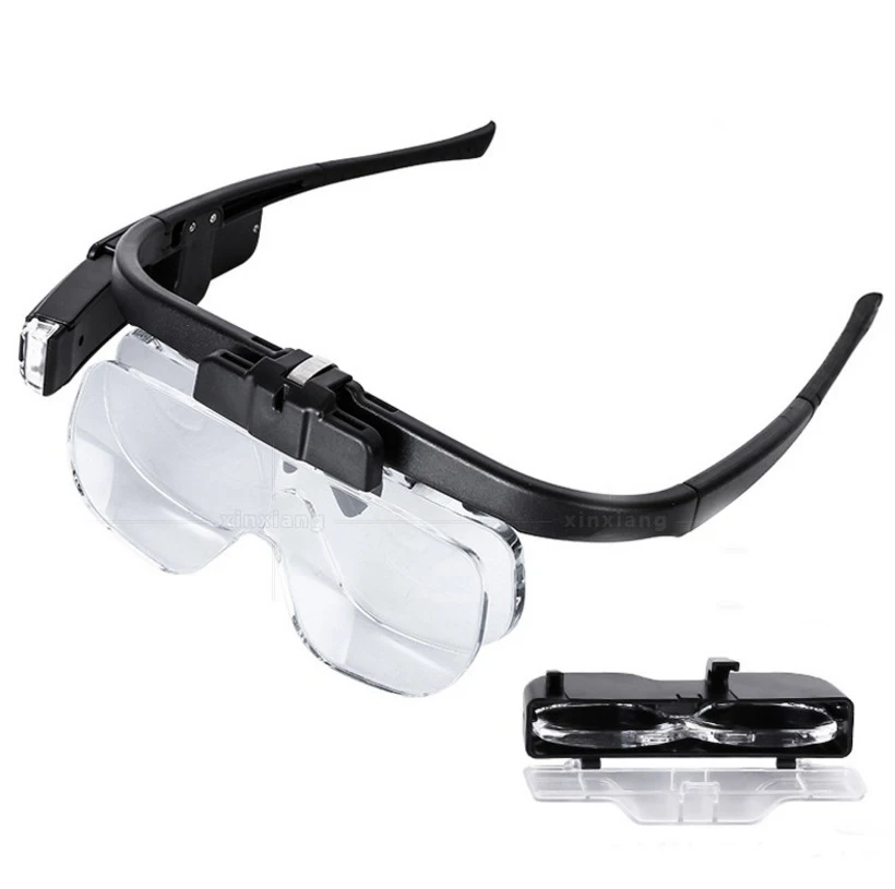 

1.5X 2.0X 2.5X 3.5X 4.0X 4.5X LED Illuminated USB Rechargeable Headband Magnifying Glass Helmet Magnifier Repairing Visor Aid