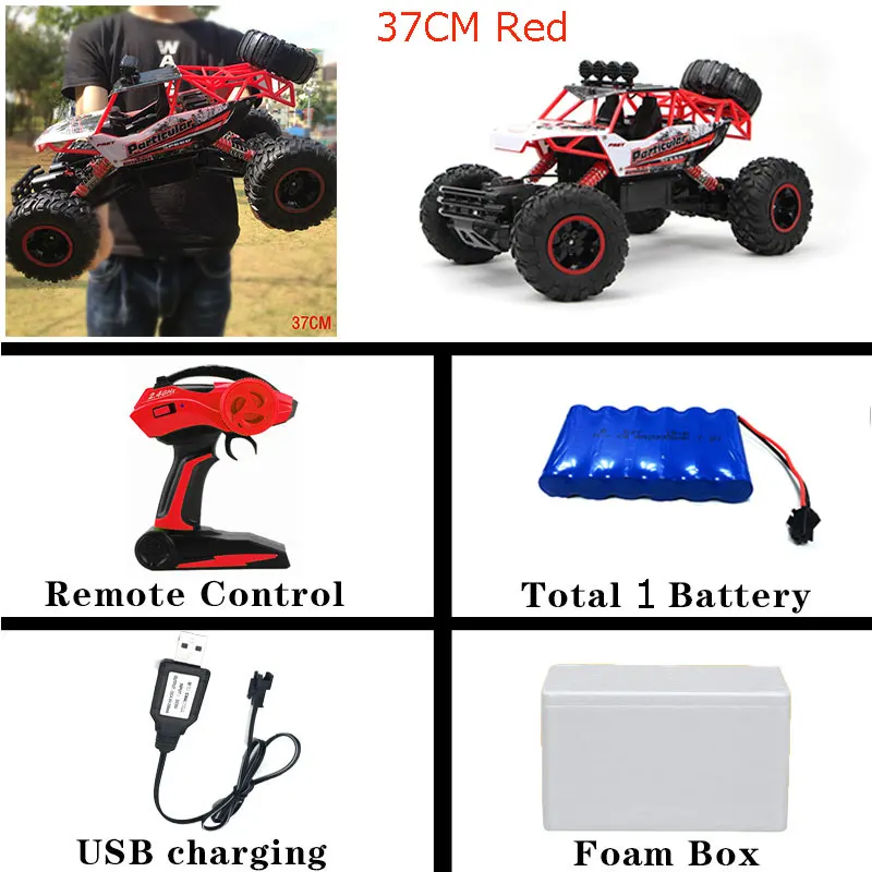 1/12 4WD радиоуправляемые машинки скоростные грузовики внедорожный автомобиль двойной двигатель привод Bigfoot автомобиль Дистанционное управление автомобиль игрушки багги игрушки для детей - Цвет: 37cm red