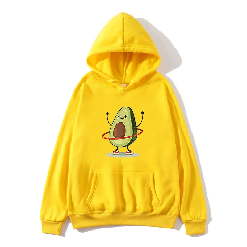 

Avocado Print Hoodies Women Sweatshirt Casual Brand Long Sleeve Warm Hooded Violet Coat Casual Pullovers Oversize Sportswear