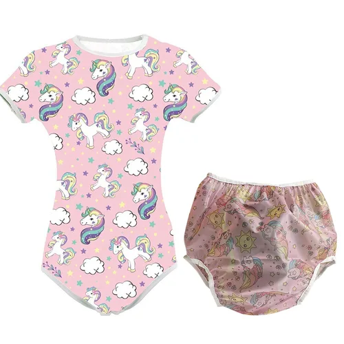 성인 아기 Bodysuit 시시 스냅 가랑이 잠옷 ABDL Onesie PVC 기저귀 커버 3
