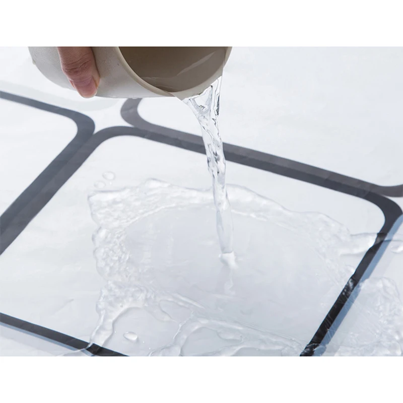 YIANSHU PEVA White Square High Quality Shower Curtain Thick With Hooks Waterproof Mildew Resistant Bath Curtain Bathroom Curtain