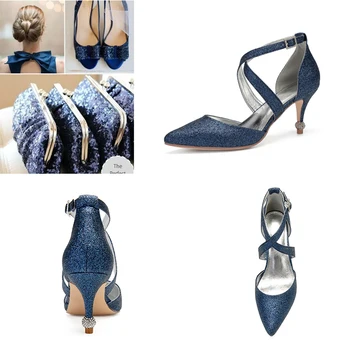 

2020 New Pointed Toe Women Shoes Buckle Strap Evening Shoes Elegant Bridal Wedding Shoes Kitten Heel Pumps