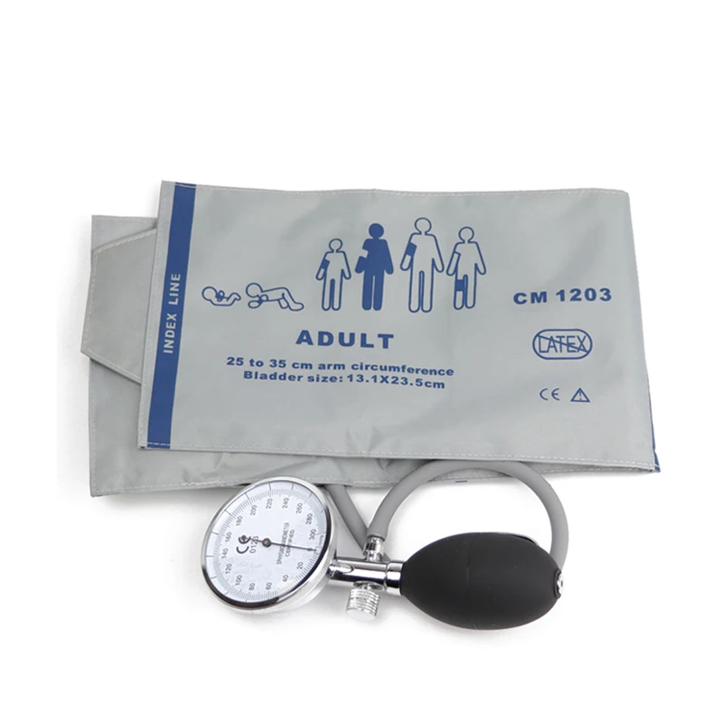 Medical Classic Gray Blood Pressure Monitor BP Adult Cuff Manometer Upper Arm Aneroid Sphygmomanometer and Manual Pressure Gauge