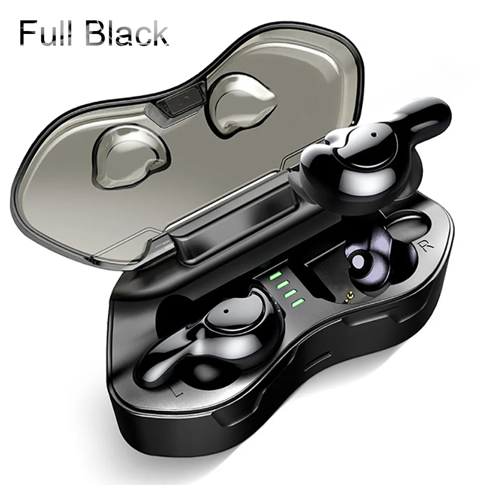 Full Black Беспроводные наушники для занятий спортом, бега, 6D, бас, беспроводная Bluetooth гарнитура, водонепроницаемые наушники с внешним аккумулятором и УФ-стерилизацией - Цвет: Full Black