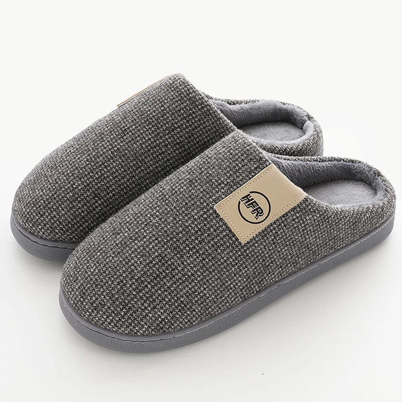 House Slippers Woman Large Size 43-47 Plush Comfortable Winter Woman Slippers For Home TPR Warm Slippers Women - Цвет: Gray