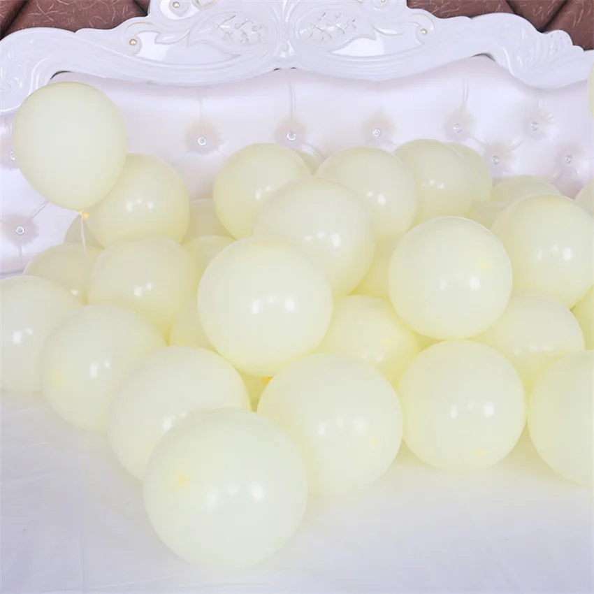 Macaron Yellow 100pcs Thicken 10 inch Macaron Latex Helium Balloons Candy Color Balls Wedding Baby Bridal Shower Party Event Birthday Decor - Цвет: Macaron Yellow