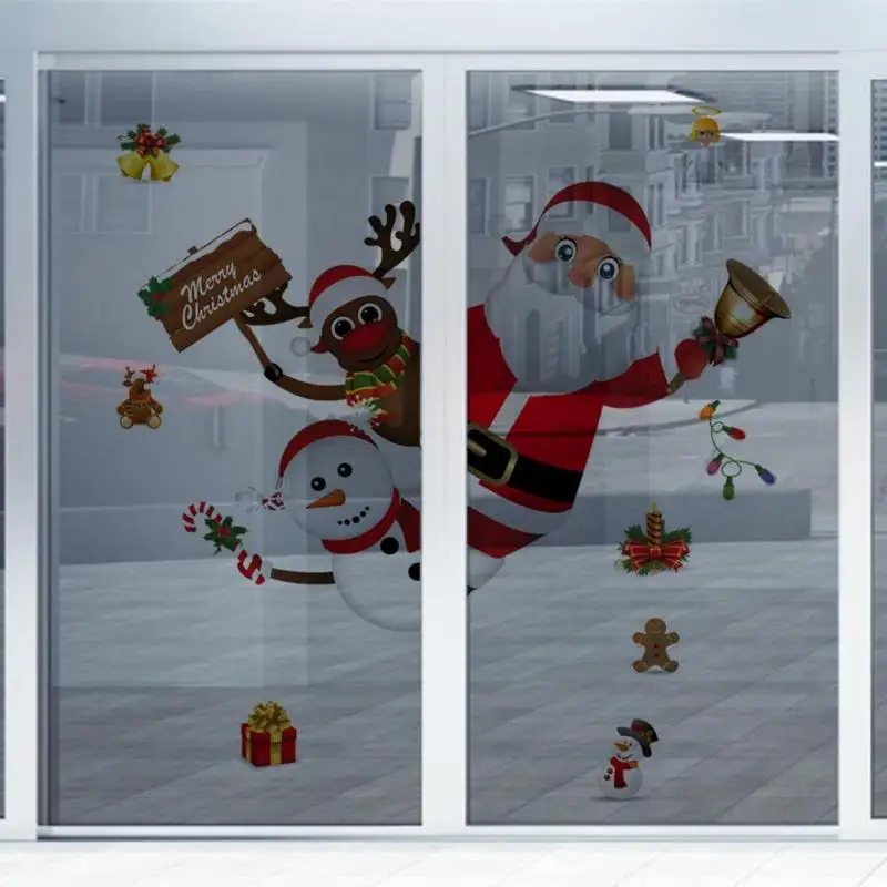 DIY рождественская Наклейка на стену для гостиной Рождественская наклейка Санта Клаус оконная витрина стеклянная Рождественская декорация для дома
