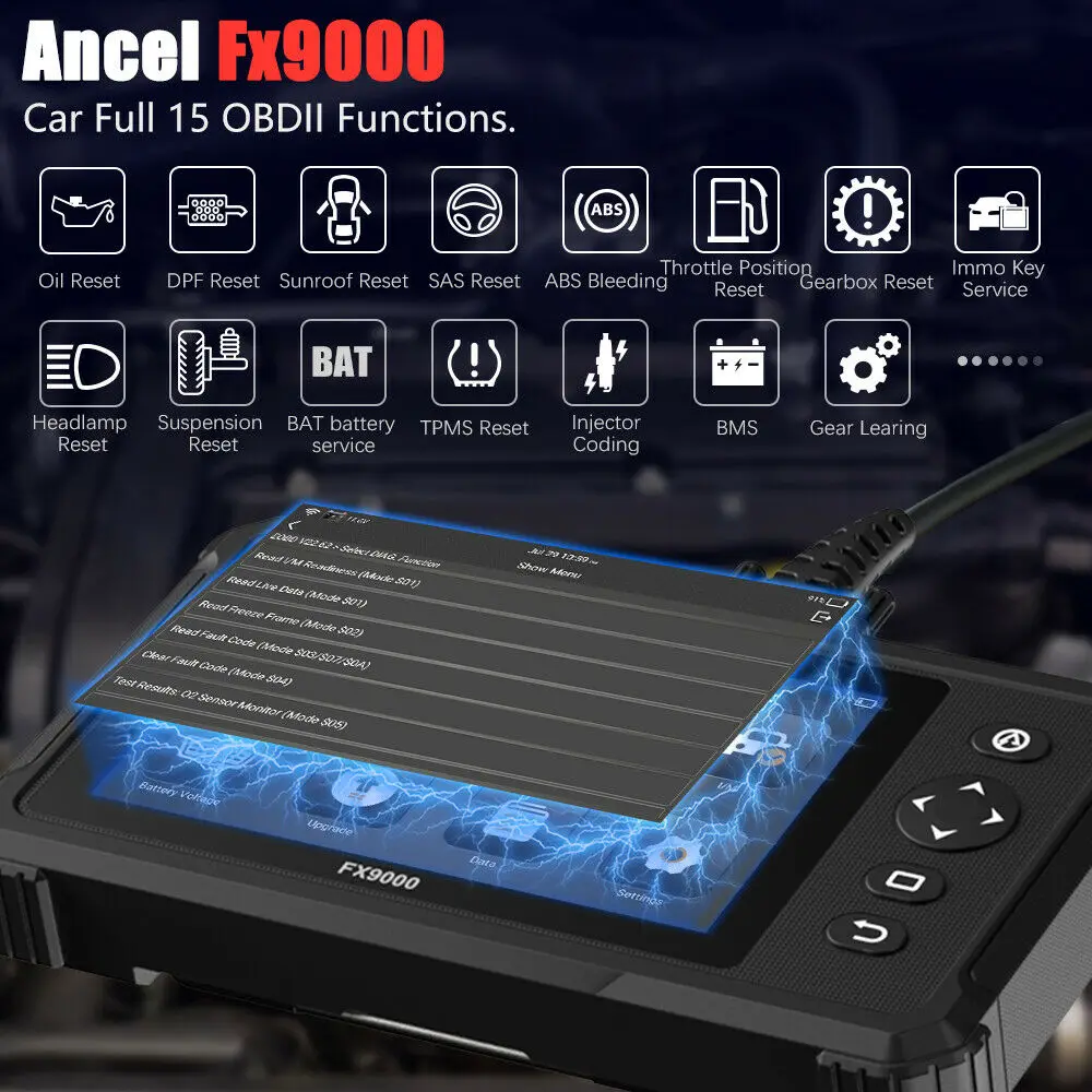 Автомобильный диагностический инструмент Ancel FX9000 OBD2 WiFi все системы