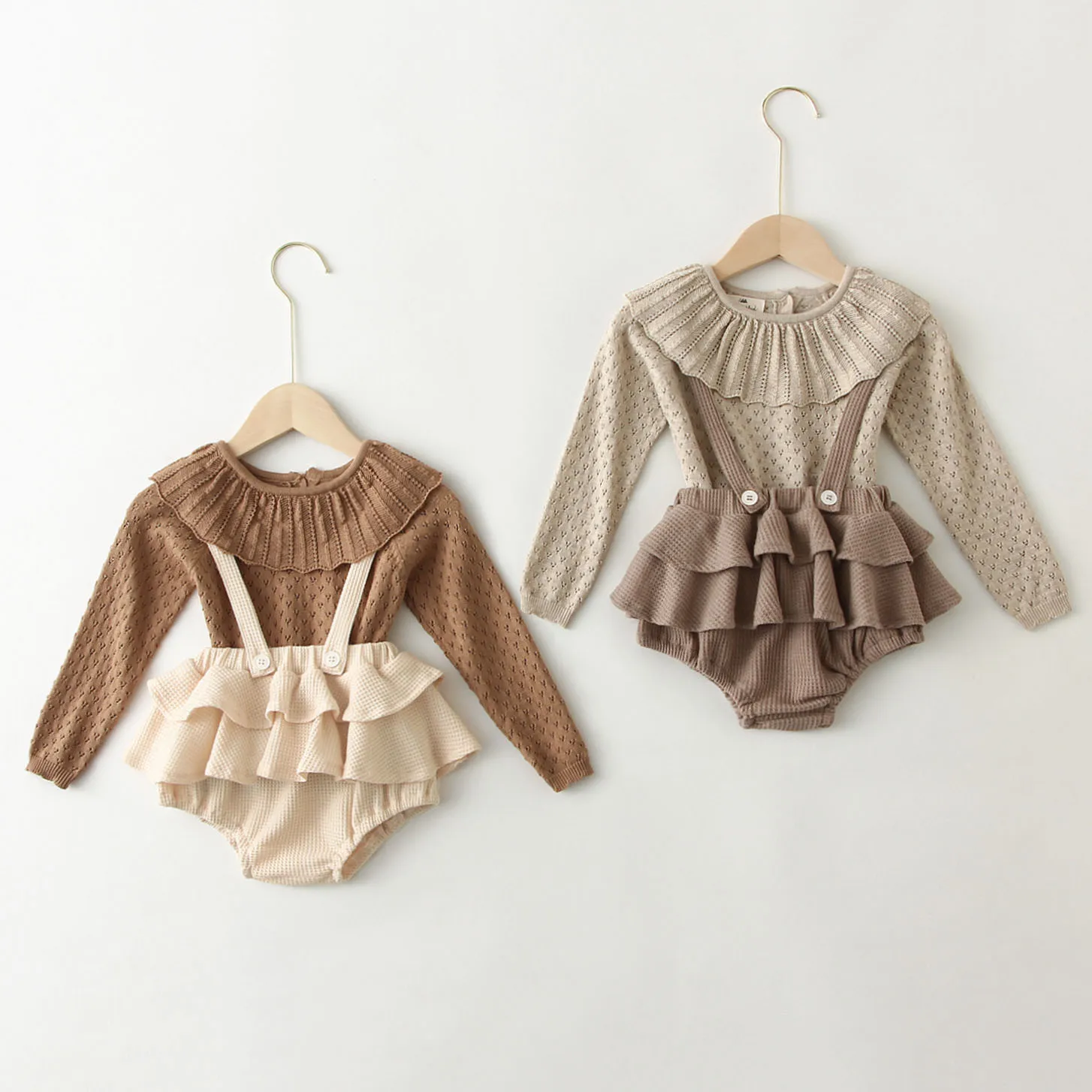 Baby Girl Clothes Spring Summer Girls knit Sweater Vintage Suspender Romper Dress Newborn Outfits | Детская одежда и обувь
