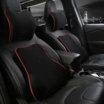 

Car Seat Support for Neck and Waist Comfortable on Travel and Work Memory Cotton Headrest Lumbar Suit for Car Home Office