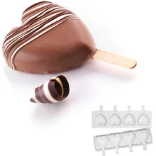 Форма сердца любовь 4 полости мороженого силиконовая форма DIY сок эскимо формы Замороженные леденцы десерт лоток льда