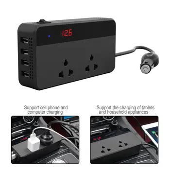 

Car Inverters 200W Car Auto Power Inverter DC 12V to AC 220V with 4 USB Ports+ 2 220V Sockets Charger Splitter Car Accessories